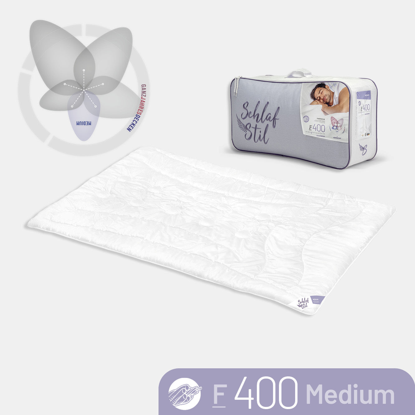 Faserbettdecke F400, Quallofil Premium 3D-Markenfaser / 100 % Polyester