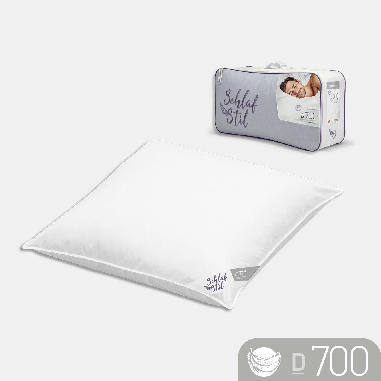Schlafstil Gänsedaunenkissen 3-Kammer Schlafstil D700, 100 % Gänsedaunen (Außen)