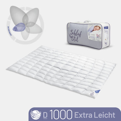 Eiderdaunenbettdecke „D1000", 100 % isländische Eiderdaunen, verschiedene Größen und Wärmeklassen