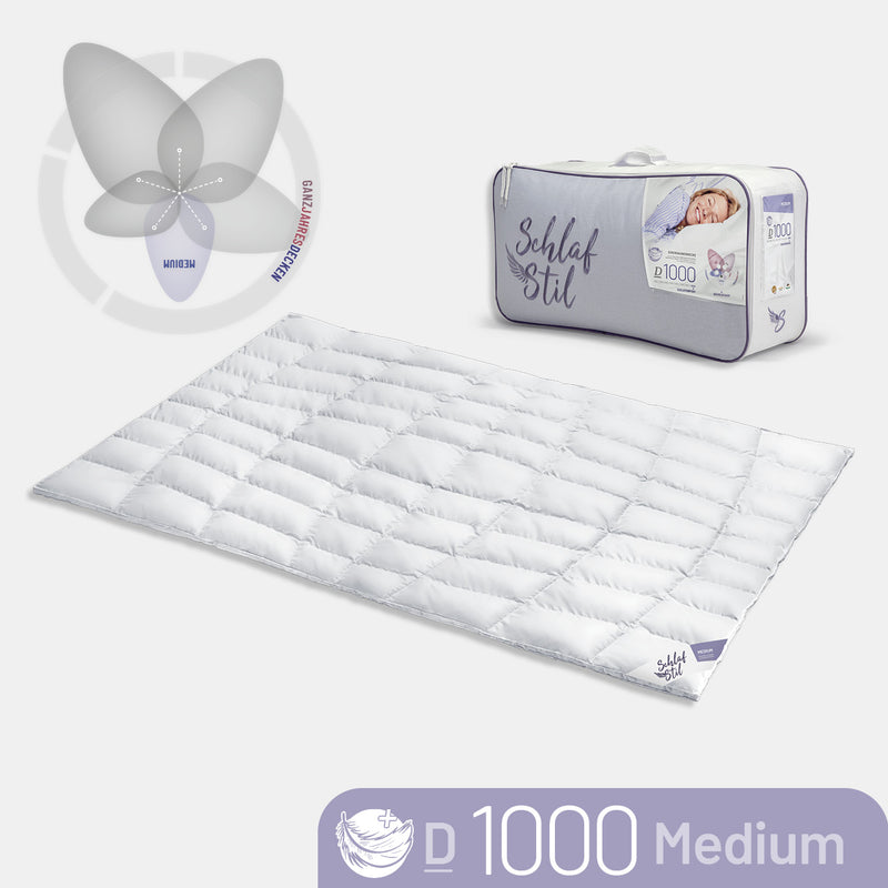 Eiderdaunenbettdecke „D1000", 100 % isländische Eiderdaunen, verschiedene Größen und Wärmeklassen