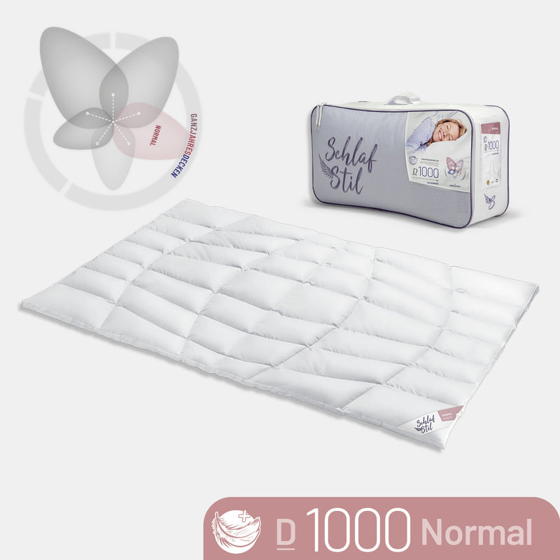 Eiderdaunenbettdecke „D1000", 100 % isländische Eiderdaunen, verschiedene Größen und Wärmeklassen