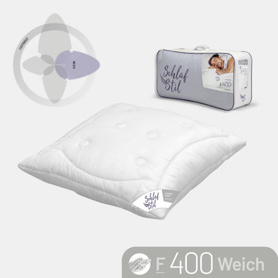 Faserkissen 3-Kammer Schlafstil F400, Quallofil Premium 3D-Markenfaser (Außen)
