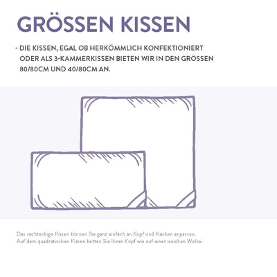 3-Kammer Daunenkissen „D400", 60 % Daunen / 40 % Federn (Außen)