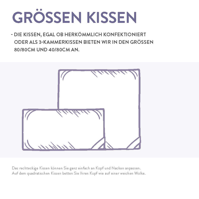 3-Kammer Daunenkissen „D400", 60 % Daunen / 40 % Federn (Außen)